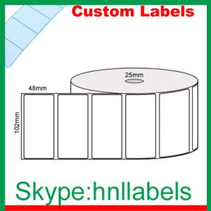 China Custom Thermal Label 102mmx48mm/1 Plain D/Thermal rol Removable, 1,250Lpr, 25mm core wholesale
