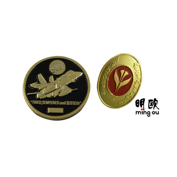 Plane Design Custom Challenge Coins With Black Soft Enamel Fill