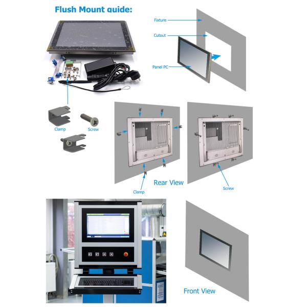 Fanless Touchscreen Embedded Panel PC 12.1 Inch RS232 ATX Switch