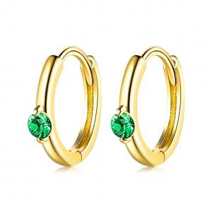 China 1.6g 1.5x0.3cm Stainless Steel Gold Hoop Earrings Party CZ Real Silver Earrings ODM wholesale