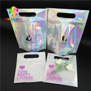 China Skincare Cosmetic Packaging Bag Hologram Foil Bath Salt Packing With Window / Hanger wholesale