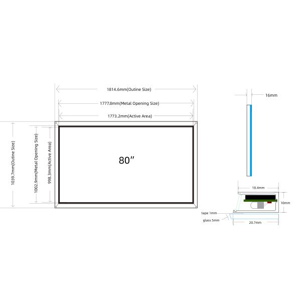 80 Inch IR Touch Screen Panel Aluminum Frame For Gaming