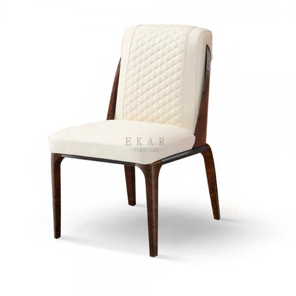 High End Solid Wood Frame White Leather Upholstery Italian Dining Chair W006D6