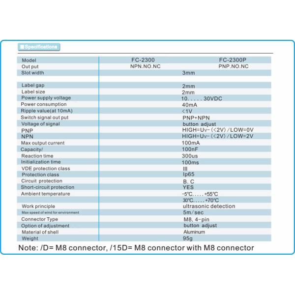 PNP+NPN Transparent Label Sensing Ultrasonic Label Sensor For Packing Machine