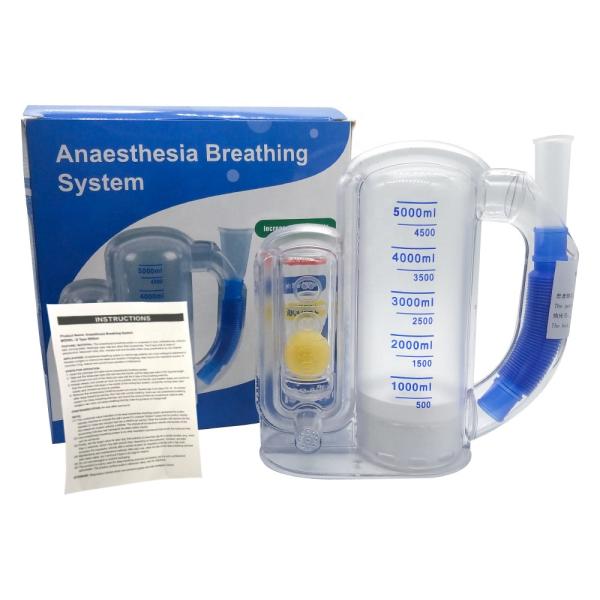 Breath Measurement System Breathing Lung Exerciser With Handle 5000 Volumetric Exerciser