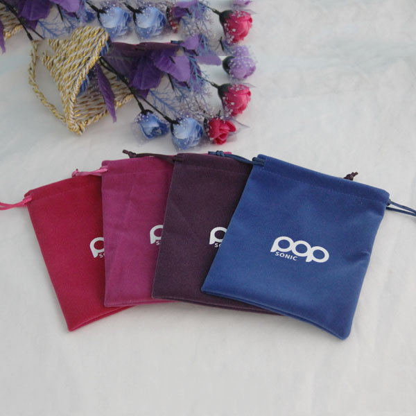 Fashion Velvet Drawstring Bag Wear Resistant With Satin / Cotton String