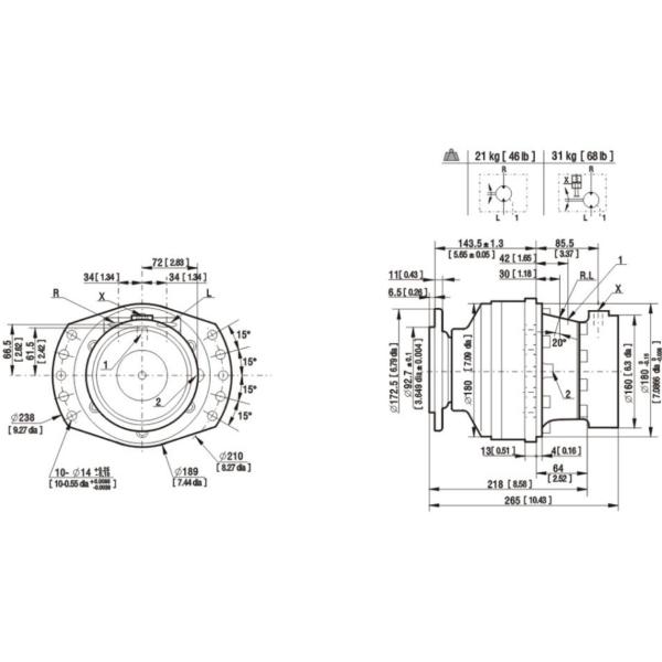 Low / Variable Speeds Hydraulic Motor High Torque High Power And Low Weight MSE02
