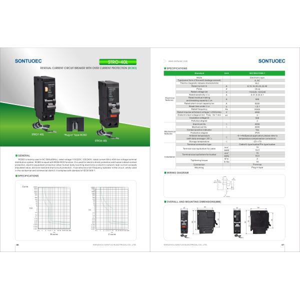 Plug-in Type RCBO Breaker 6KA Single Phase 1P+N IEC61009 Up 60A Black Color