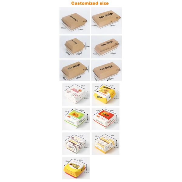 Biodegradable Paperboard Food Packaging Hamburger Patty Box Custom