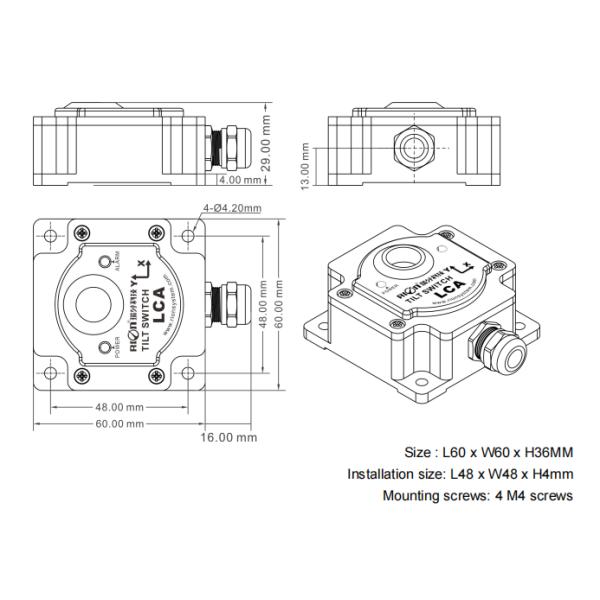 LCA331 LCA332 SWITCH OUTPUT TYPE TILT SWITCH