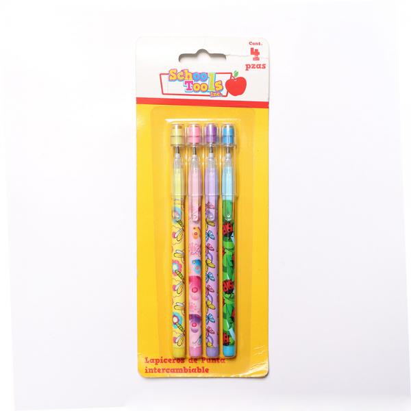 Quality wholesale 3 color bullet push pencil for kids/ non-sharpening pencil/9 leads pencil for sale