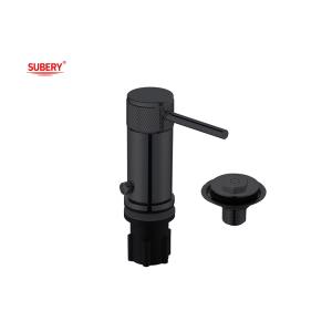 China Brass Annular Knurl Handle Matt Black Single Lever Bathroom Faucet wholesale