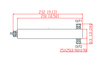1.2KW N Female Low PIM 600-6000MHz Rf 2 Way Splitter