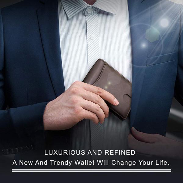 Mens Slim Carbon Fiber Leather Wallet with Rfid Blocking and Front Pocket Card Slots