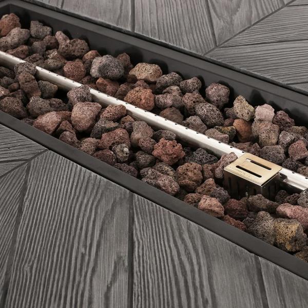 Black Or Dark Gray Rectangular Fire Pit Table Liquefied Petroleum Gas