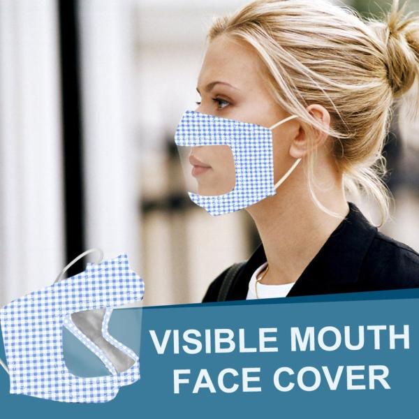 Reusable PET cloth visible mouth mask lip language face mask for deaf dumb people