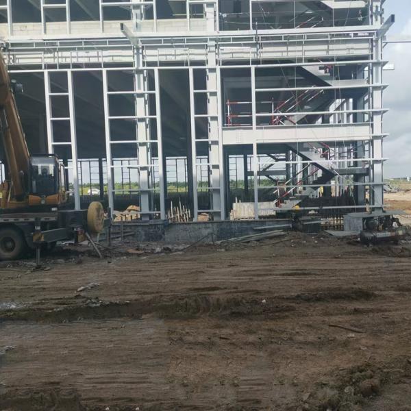 Glass Magnesium Board Floor Design Concept Prefabricated Metal Building With Large Span