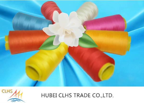 Quality Green / Yellow 100 Spun Polyester Sewing Thread Dyed Tube Anti - Pilling Good Evenness for sale