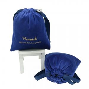 China Royal Blue 8x10cm Suede Jewelry Pouch , SGS Organza Drawstring Gift Bags wholesale