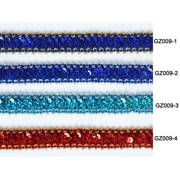 Eco Friendly GZ010 2cm Sequins Stretch Lace Trim