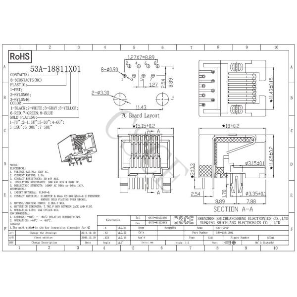 PBT Black Plastic Housing RJ45 Modular Jack