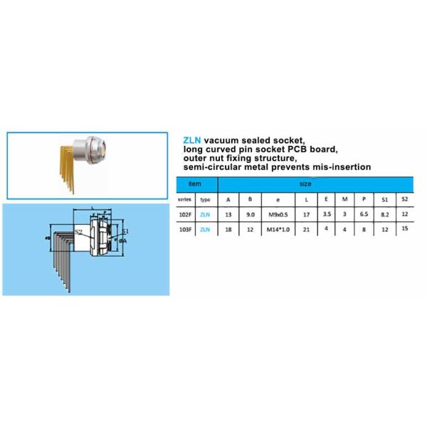 ZLN.103F- Hermetic Socket, back panel mounting, with arc-shape metal guides