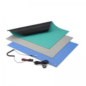 China Acid And Alkali Resistant Blue Black Green Grey Vinyl ESD Mat 3 Layer Dissipative wholesale