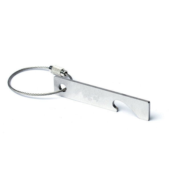 Cheap Cool Promotion Gift Fancy Laser Engrave Blank Stainless Steel Mini Keychain Beer Bottle Opener with Wire Line Ring