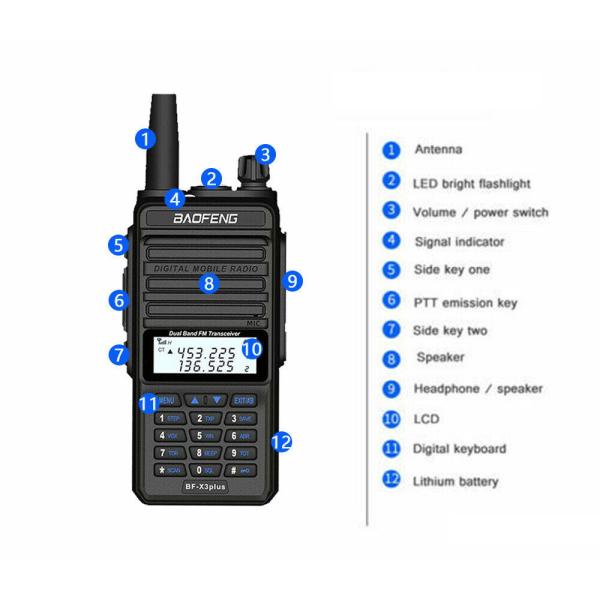 X3-Plus X3 18W Walkie Talkie 20 KM Tri-band Radio with 9500mah Battery UHF VHF Two Way Radio for Vessel Boat Sea Navigation