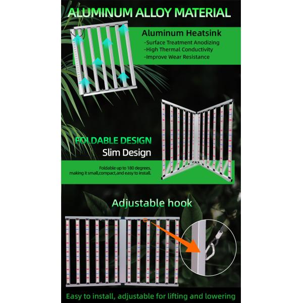 ANDY Full Spectrum Foldable LED Grow Light 1200W 12 Bar LED Grow Light Dimmable