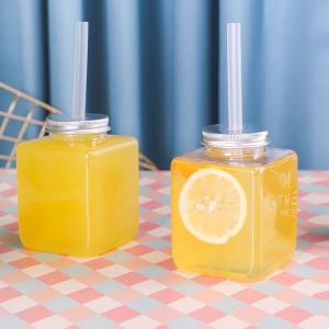 Square Shape Plastic Juice Containers , Empty Plastic Juice Bottles Pet With
