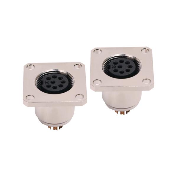 250V M16 Circular Connector Square Panel Mount Female Solder Connector 8 Core Plug