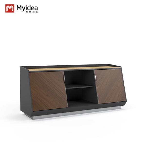 Quality Support customization Dark Irregular Panel Tea Water Station With Storage Cabinet and Sliding Door for Reception Desk for Office Building for sale