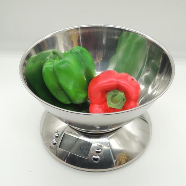 Electronic Stainless Steel Kitchen Scale 1g Bowl Scale Temperature Function Peel Fruit/Baking Weighing Features Battery Powered