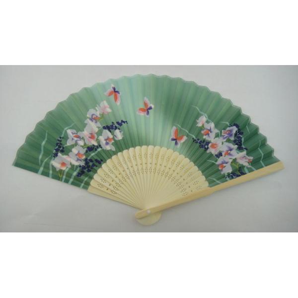 plain color silk or custom design silk hand fan with natural bamboo frame