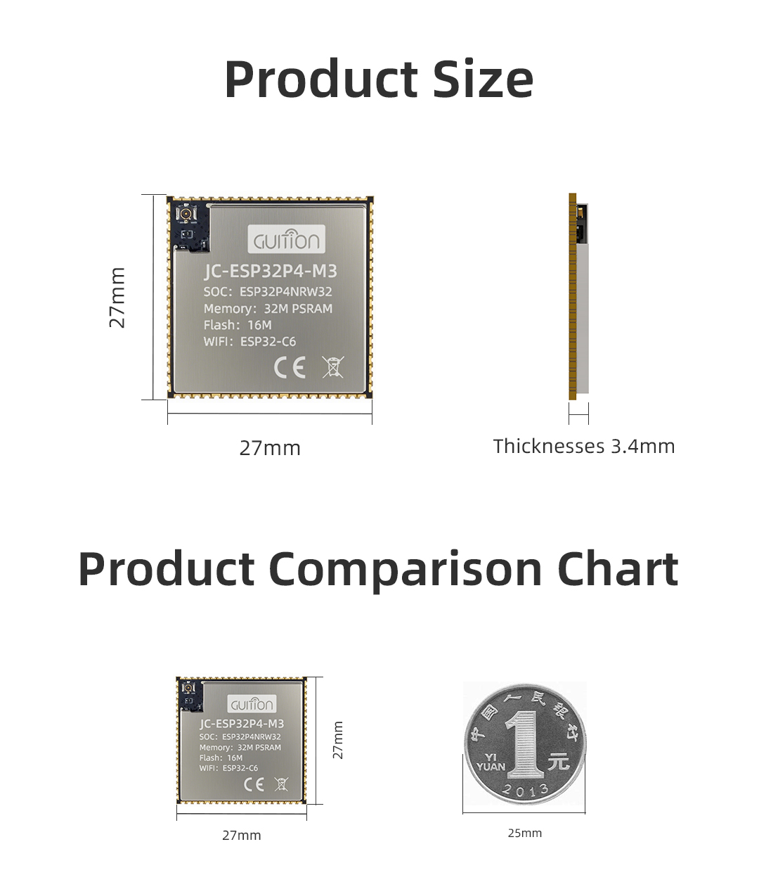 JC-ESP32P4-M3-C6 ESP32-P4 Development Board Core Board Minimum System Board | High-Performance MCU New Product