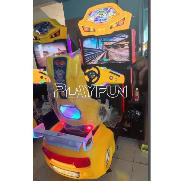 PlayFun Coin Operated Split Second Kids Driving Racing Car Simulator Arcade Machine for Indoor Game Hall