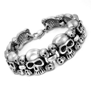 China Men's Stainless Steel Skull Link Bracelet Gothic Style Silver Color (JCE229) on sale