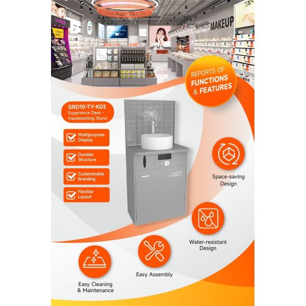 GDR10-TY-K03 Retail Store Display with LED Light Strips and Artistic Glass for Cosmetics Retail Stores