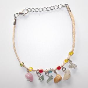 China Multicolor Semi-gemstone Charms Bracelet Waxed Cotton Cord Adjustable 7.8, Natural Stones string bracelets wholesale on sale