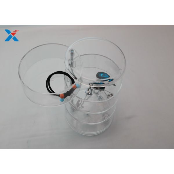 Rotating Acrylic Jewelry Display Case , 4 Tiers Round Acrylic Jewellery Display Stands