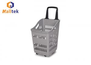 China Single Handle Supermarket Basket Trolley Plastic Shopping Basket With Wheels on sale