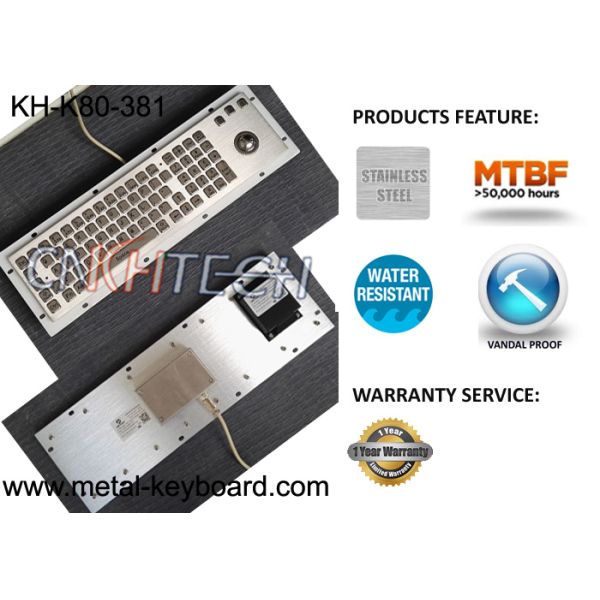 Illuminant Waterproof SS Industrial Metal Keyboard With Trackball Pointing Device