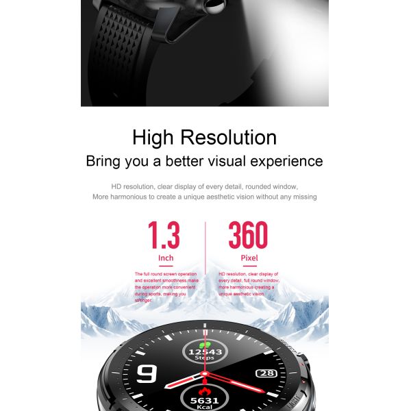 Android Smart Watch Music Control Round Sports IP68 Waterproof