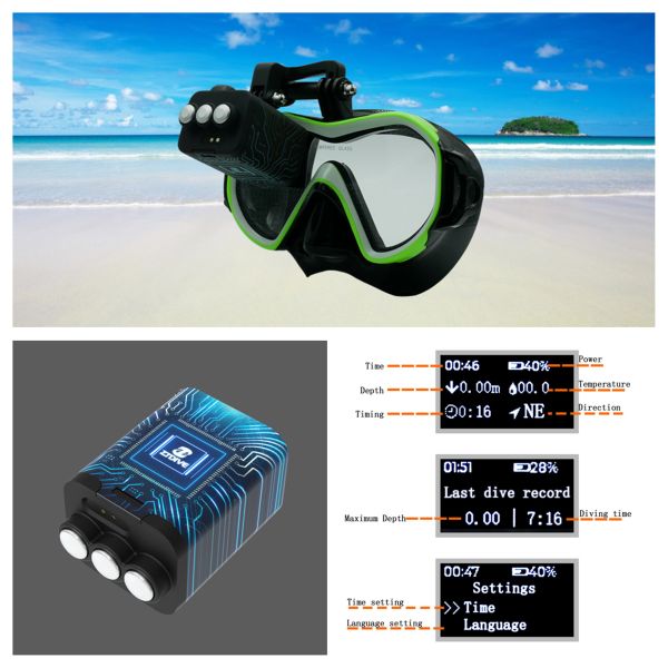 Diving Mask HUD With Data Diaplay,Scuba Diving Computer Instrument