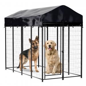 China Removable Tray Heavy Duty Outdoor Dog Kennel Black Steel on sale