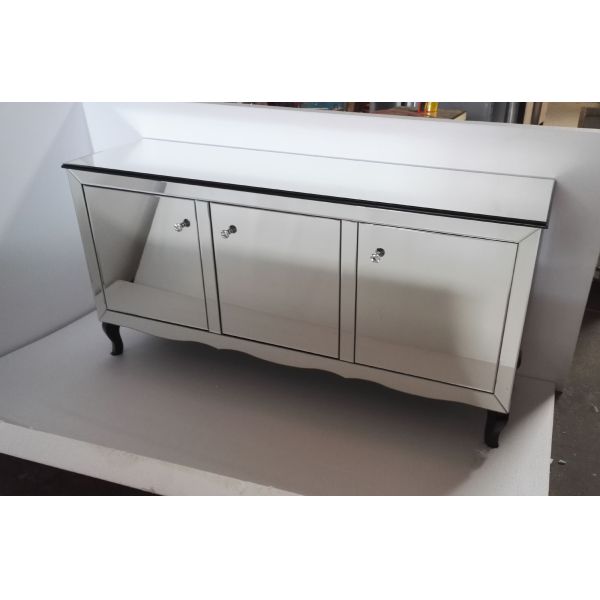 Large Mirrored Side Board Solid Wood Clear Beveled Edge Mirror Material