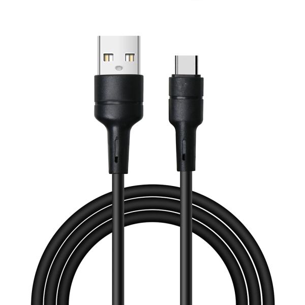 Black / White TPE USB Cable 480mbps 2A / 3A Output 1m / 2m Length