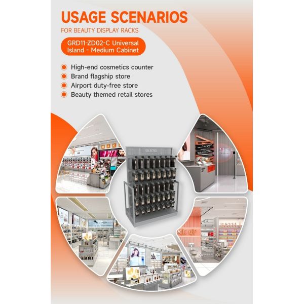 GDR11-ZD02-C Fashion Exhibition Display with Rods and Hooks and Adjustable Shelves for Retail Stores