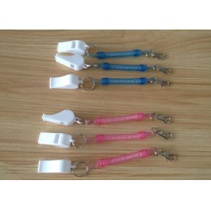 China Plastic High Quality Swivel Spring Key Chains and White Plastic Solid White Whistle Fashion Safety Gift wholesale